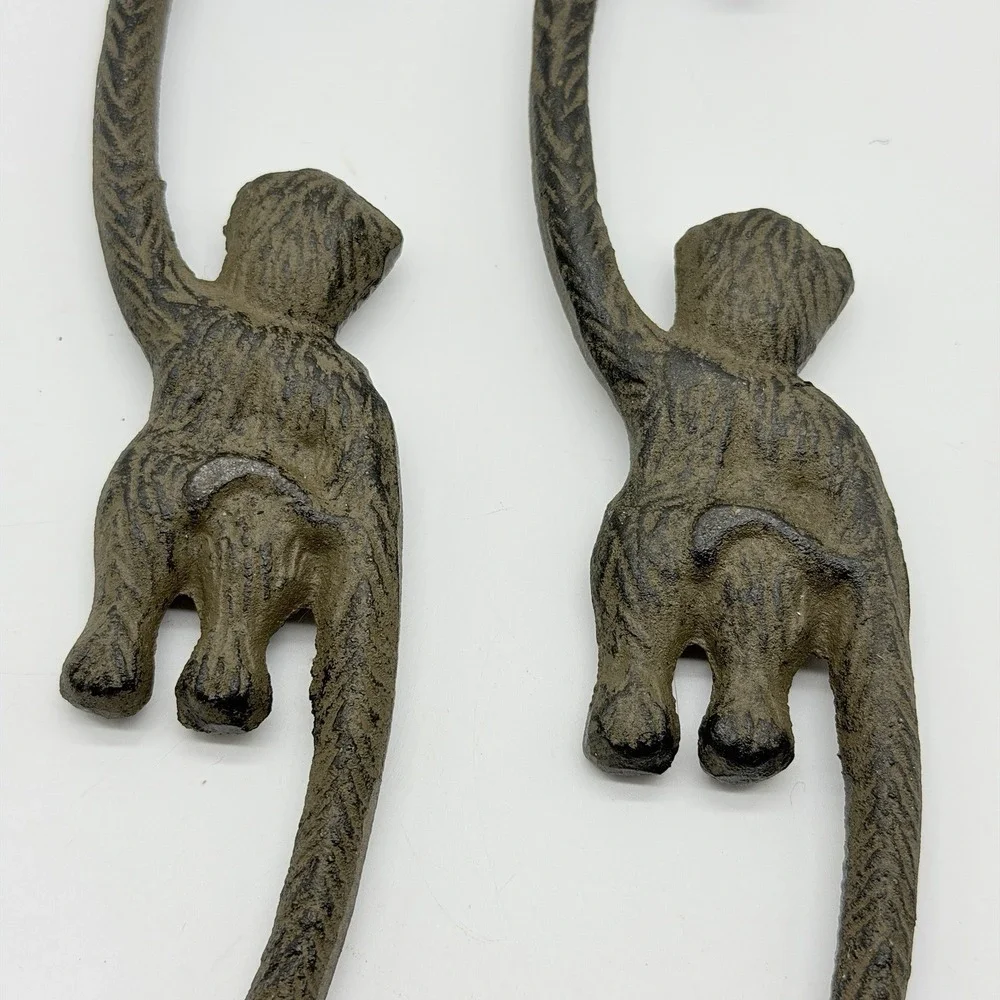 Cast Iron Plant Hangers Monkey Hook Set of‎ 2 Brown 8